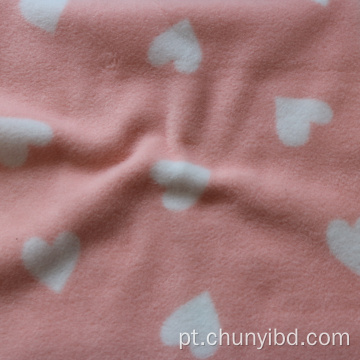 Venda quente de 100 poliéster cor personalizada macio e elástico padrão de coração impressão de lã polar lã para roupas